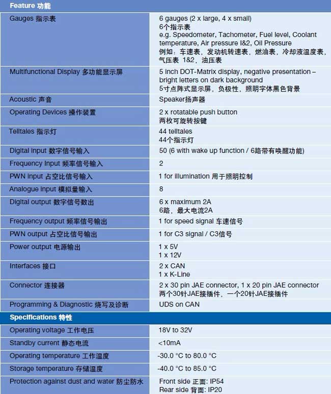 德國大陸汽車BusIC客車智能組合儀(yi) 表功能表
